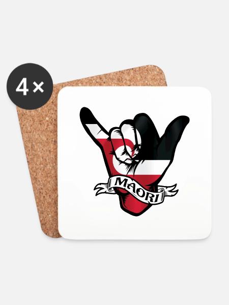 Maori Shaka - Coasters (set of 4) - white