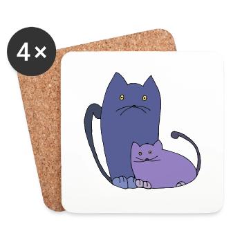 Chats lavande - Dessous de verre (lot de 4) - blanc - Devant
