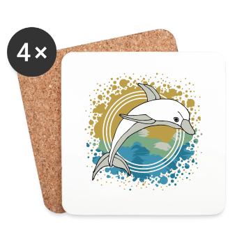 Dauphin - Dessous de verre (lot de 4) - blanc - Devant