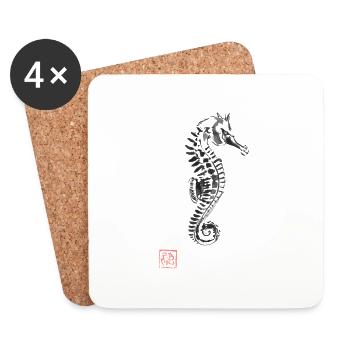 sea horse - Coasters (set of 4) - white - Front
