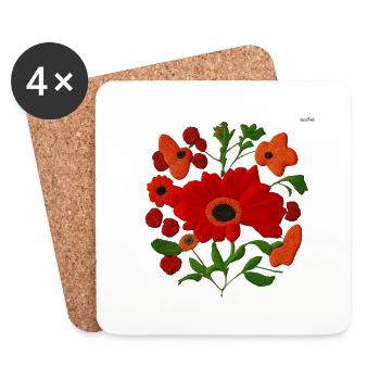 Folk art composition #30 - Coasters (set of 4) - white - Front