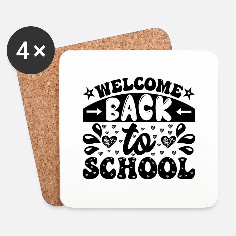 Welcome back to school, Schulbeginn Schulstart Fun - Untersetzer (4er-Set) - Weiß