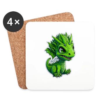 Baby dragon, cute, happy, smiling - Coasters (set of 4) - white - Front