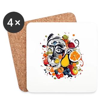 Koji, der Affe in der Frucht - Untersetzer (4er-Set) - Weiß - Vorne