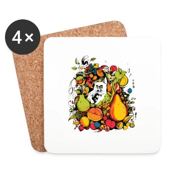 Joey in fruit - Coasters (set of 4) - white - Front