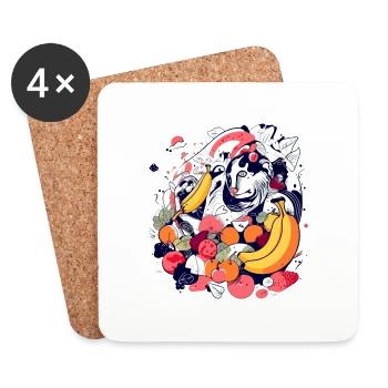 Felix in the fruit - Coasters (set of 4) - white - Front