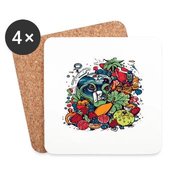 Monstro fruits - Coasters (set of 4) - white - Front