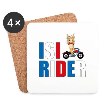 ISI RIDER - MOTORRAD - PFERD - Untersetzer (4er-Set) - Weiß - Vorne