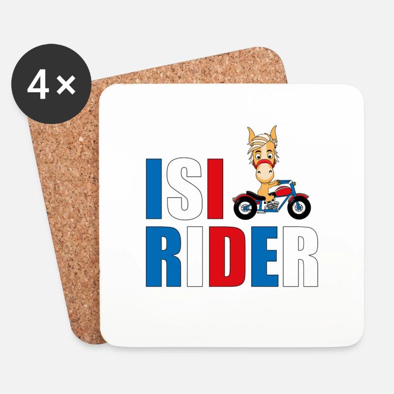 ISI RIDER - MOTORRAD - PFERD - Untersetzer (4er-Set) - Weiß