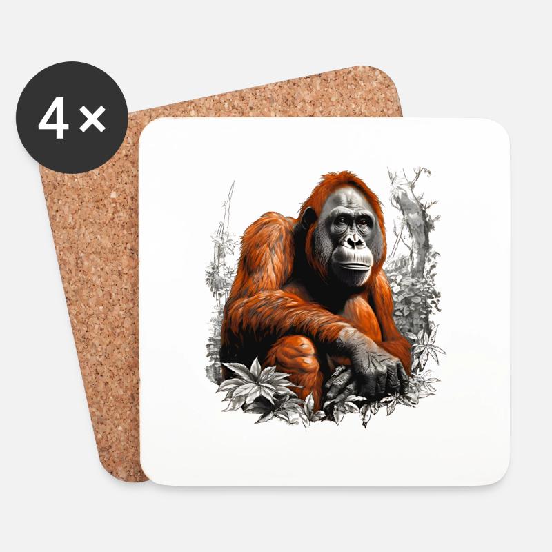 Orang-Utans leben auf Borneo und Sumatra - Untersetzer (4er-Set) - Weiß