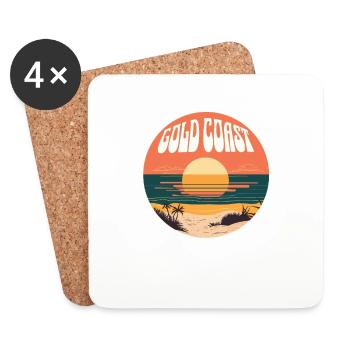 Gold Coast Australia Retro Beach Sunset - Coasters (set of 4) - white - Front
