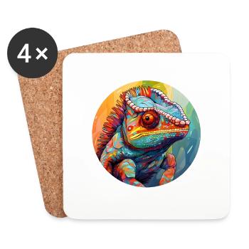 Caméléon - Dessous de verre (lot de 4) - blanc - Devant