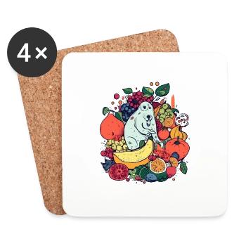 Mali le chien dans les fruits - Dessous de verre (lot de 4) - blanc - Devant