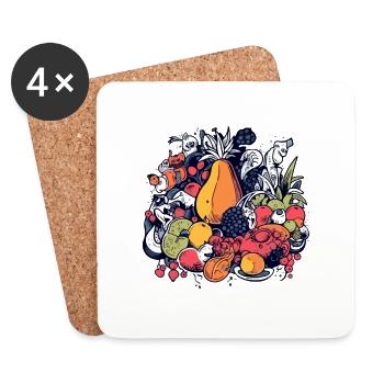 Les anifruits n 4 - Dessous de verre (lot de 4) - blanc - Devant