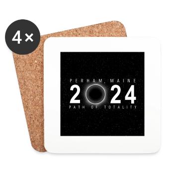 Perham Maine 2024 Eclipse Souvenir Cool Memento - Dessous de verre (lot de 4) - blanc - Devant