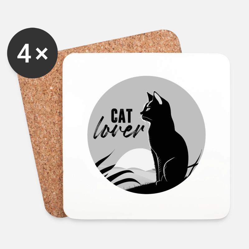 Catlover - Untersetzer (4er-Set) - Weiß