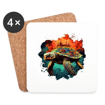Turtle carries the burden of the world - Coasters (set of 4) - white - Front