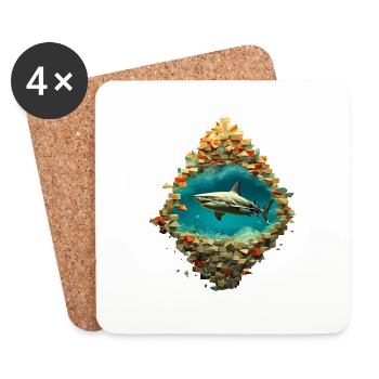 The shark in the heart - Coasters (set of 4) - white - Front