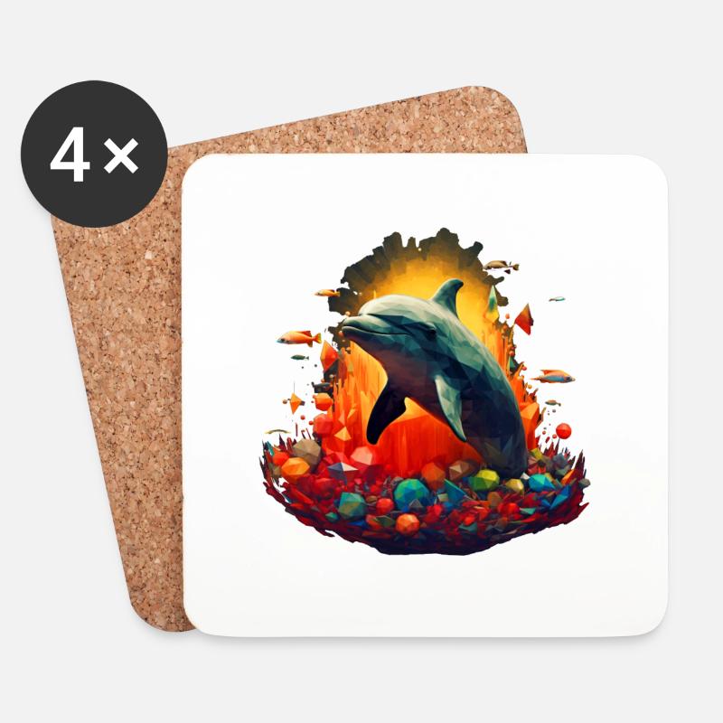 Der Delphin springt aus seinem Element - Untersetzer (4er-Set) - Weiß