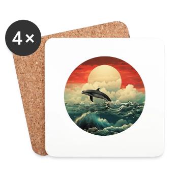 Orque au coucher du soleil - Dessous de verre (lot de 4) - blanc - Devant
