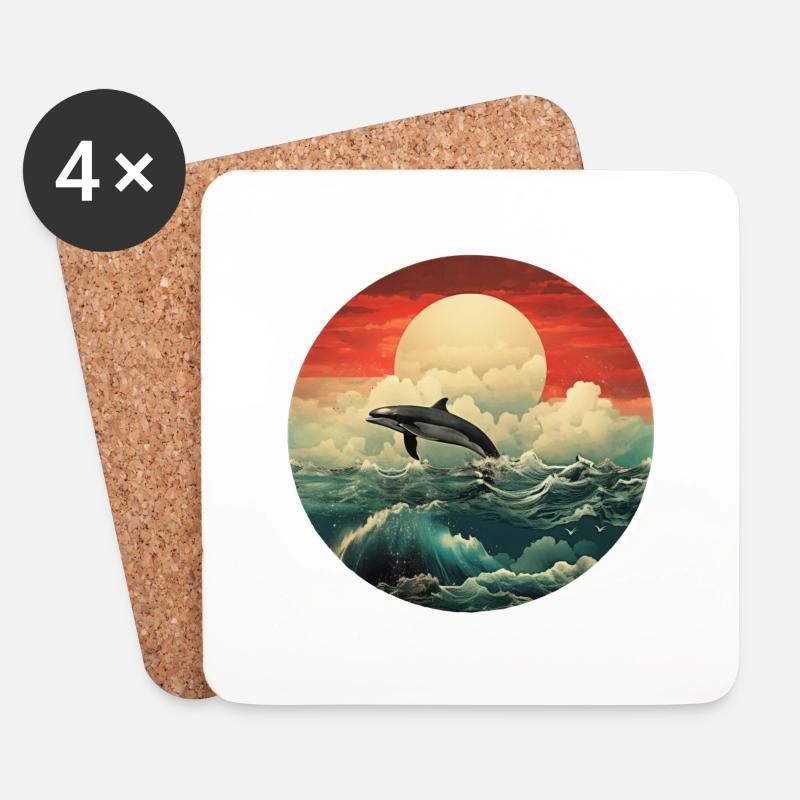 Orca at sunset - Coasters (set of 4) - white