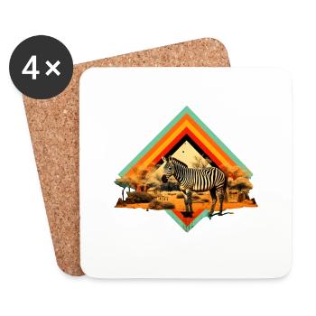 Zebra in the savannah - Coasters (set of 4) - white - Front