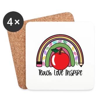 Teach love inspire Regenbogen Lehrerinnen Souvenir - Untersetzer (4er-Set) - Weiß - Vorne