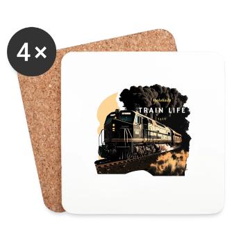 Train Life : Passionné de trains - Dessous de verre (lot de 4) - blanc - Devant