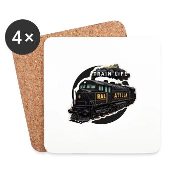Train Life : Le bruit de la vapeur - Dessous de verre (lot de 4) - blanc - Devant
