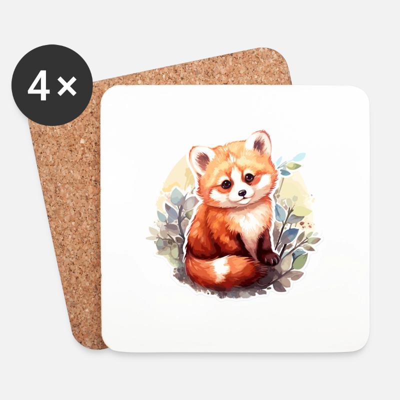 Roter Panda - Untersetzer (4er-Set) - Weiß
