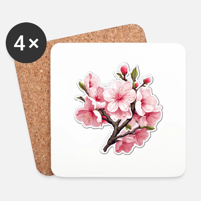 Cherry blossom - Coasters (set of 4) - white