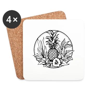 Ananas - Untersetzer (4er-Set) - Weiß - Vorne