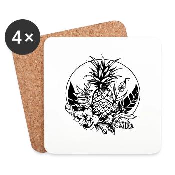 Ananas - Untersetzer (4er-Set) - Weiß - Vorne