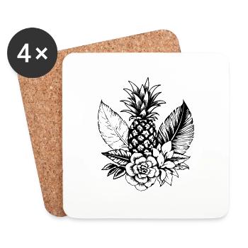 Ananas - Untersetzer (4er-Set) - Weiß - Vorne