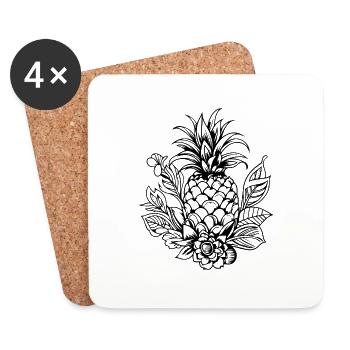 Ananas - Untersetzer (4er-Set) - Weiß - Vorne