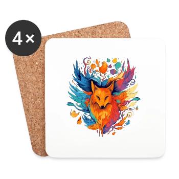 Mifi the fox phoenix - Coasters (set of 4) - white - Front