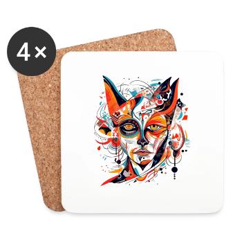 Hizi déesse féline - Dessous de verre (lot de 4) - blanc - Devant