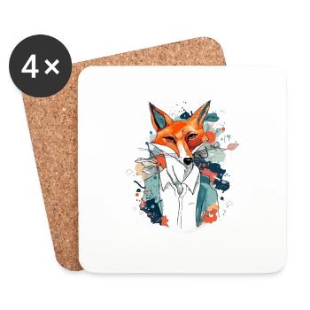 Renard chenapan - Dessous de verre (lot de 4) - blanc - Devant