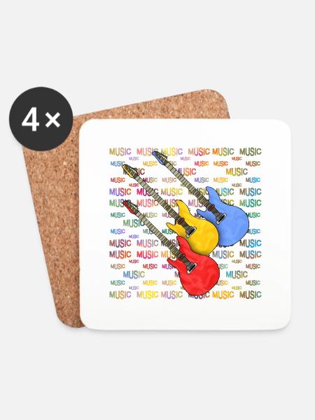 Gitarren - Untersetzer (4er-Set) - Weiß