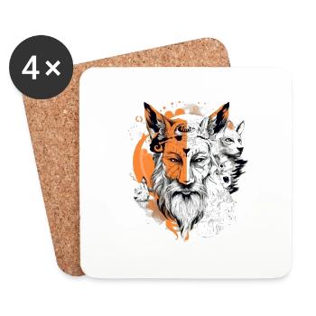 Hiros feline god - Coasters (set of 4) - white - Front