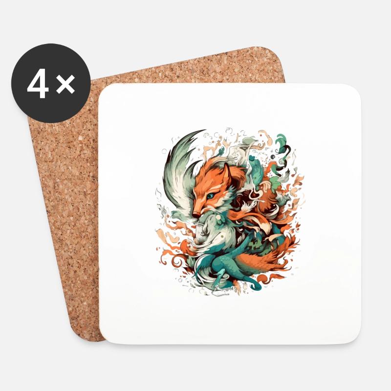 Kigo der Fuchs Phönix - Untersetzer (4er-Set) - Weiß