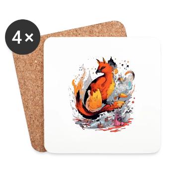 Ricky the phoenix - Coasters (set of 4) - white - Front