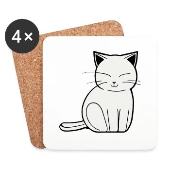 Süße Katze - Untersetzer (4er-Set) - Weiß - Vorne