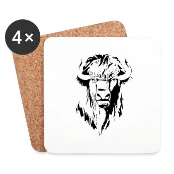 Bison symbol of the Wild West - Coasters (set of 4) - white - Front