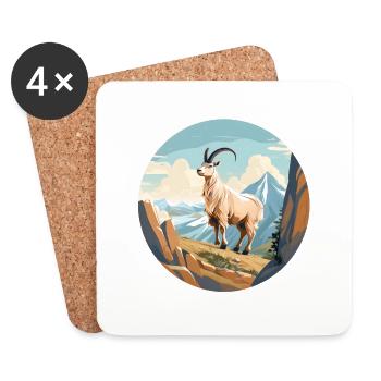 Chèvre de montagne - Dessous de verre (lot de 4) - blanc - Devant