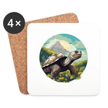 Giant Tortoise - Coasters (set of 4) - white - Front