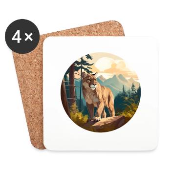 Cougar - Dessous de verre (lot de 4) - blanc - Devant