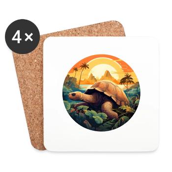 Tortue géante - Dessous de verre (lot de 4) - blanc - Devant