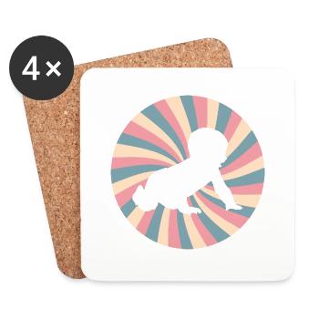 pregnancy announcement - Funny baby retro - Coasters (set of 4) - white - Front