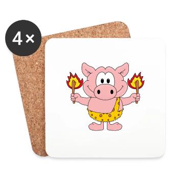 SCHWEIN - FEUER - Untersetzer (4er-Set) - Weiß - Vorne